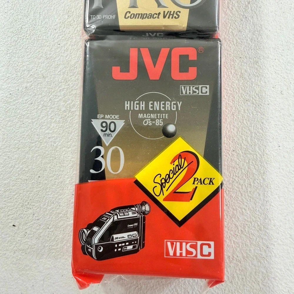 JVC VHS-C TC-30 PROHF 90 Minute Compact VHS High Energy Tape New‎ 2 pack